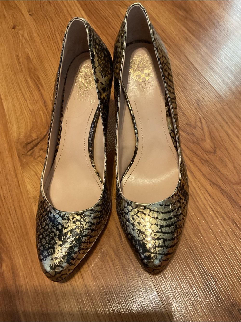 Women’s  Vince Camuto Kadri Golden Brown Snake Skin High Heel Pumps Size 8 1/2